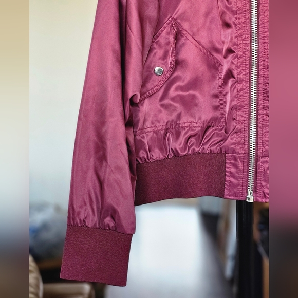 Free People Midnight Bomber Jacket In Maroon - Picture 3 of 8